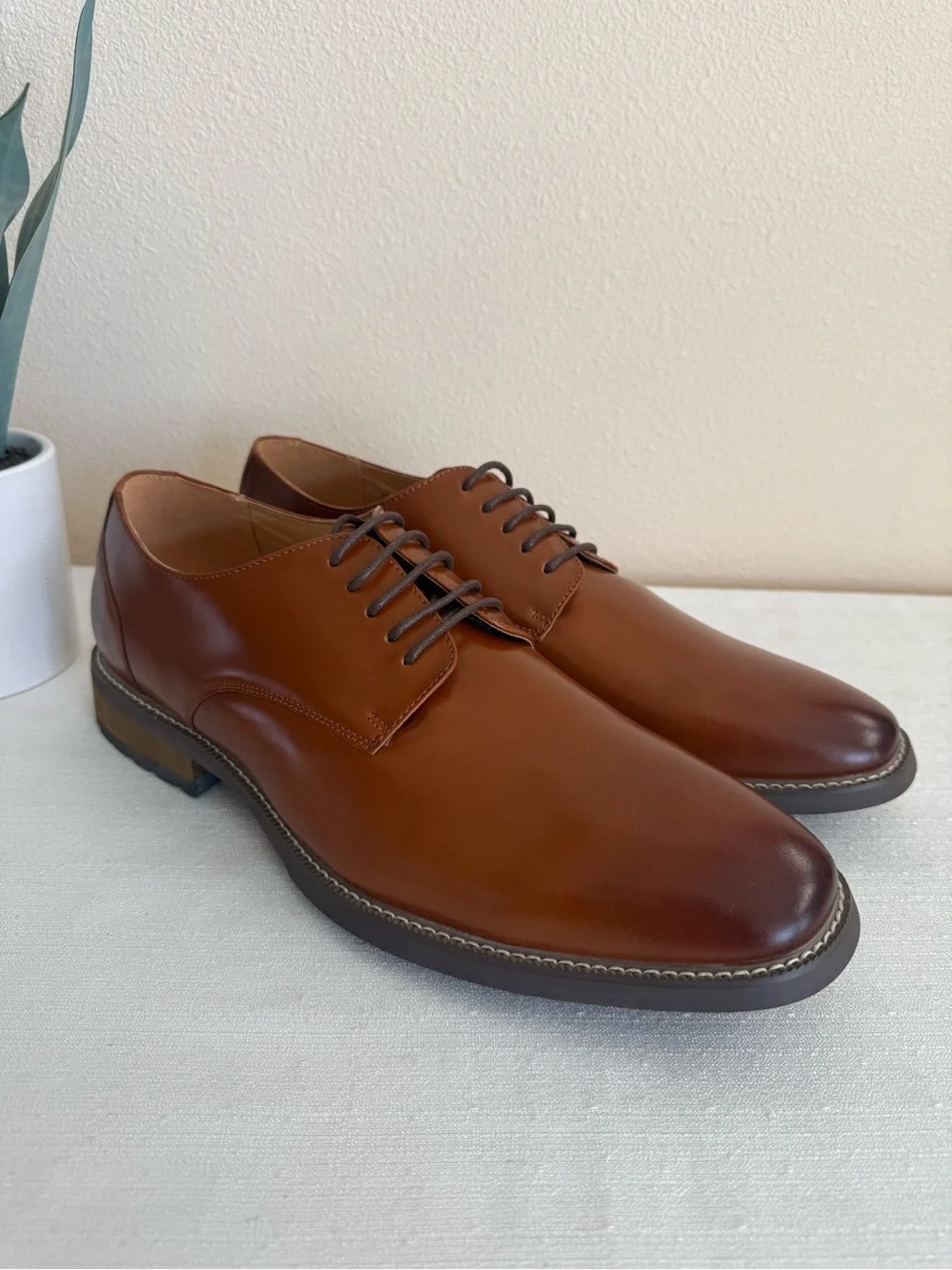 New Joseph Abboud Men's Classic Brown Leather Derby Shoes